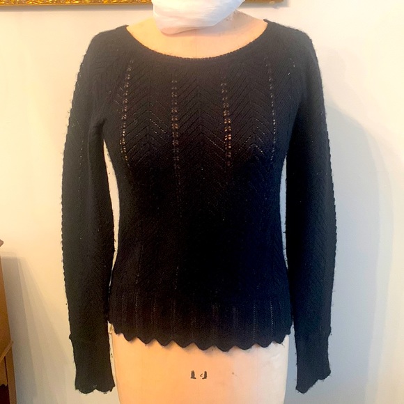 DKNY black baby alpaca chevron fine knit pullover sweater - Picture 1 of 4